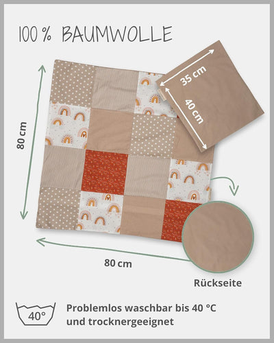ULLENBOOM ® Baby Bettwäsche aus 100% Baumwolle (OEKO-TEX), 80x80 cm Regenbogen - 2-teilig (Set): Bab