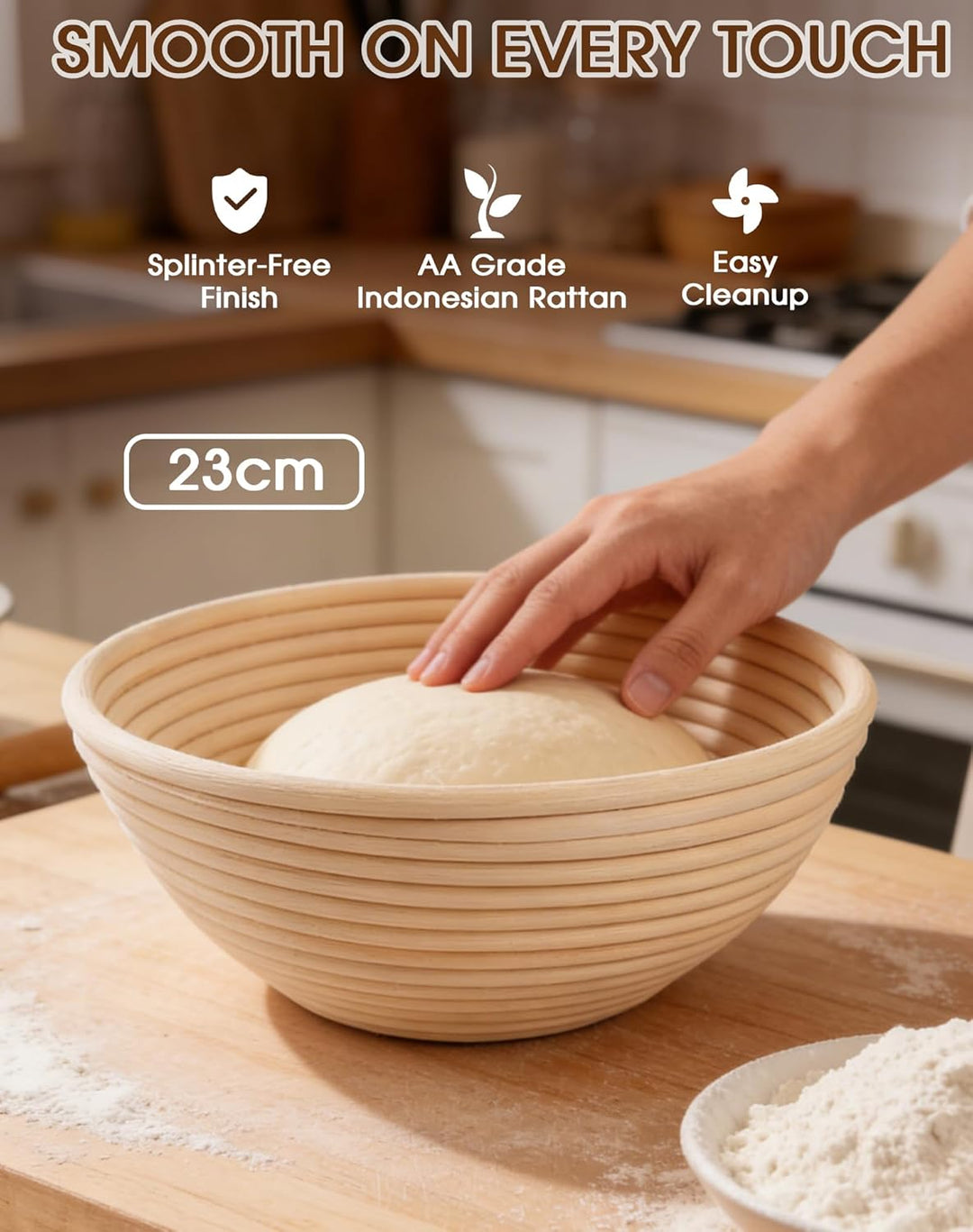 10-teilig Sauerteig Starter Set mit Gärkörbchen Rund mit Gärtuch Sowie Gärglas mit Spatel und Bäcker
