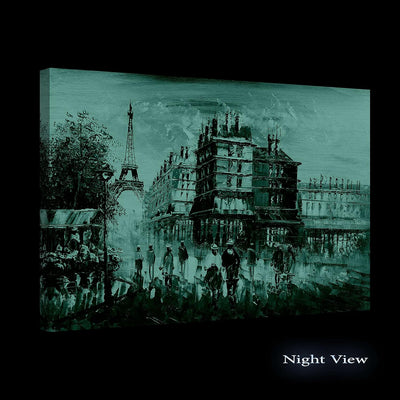 Startonight Bilder Stadtbild Paris Europa Farbig, Leinwandbilder Moderne Kunst, Abstrakte Wanddeko K