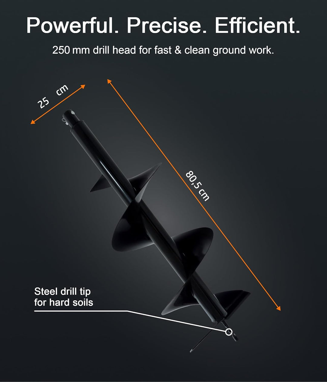 Nemaxx B250 Bohrkopf - Ersatzbohrer für Erdlochbohrer Pfahlbohrer Erdbohrer - Durchmesser: 250mm B25