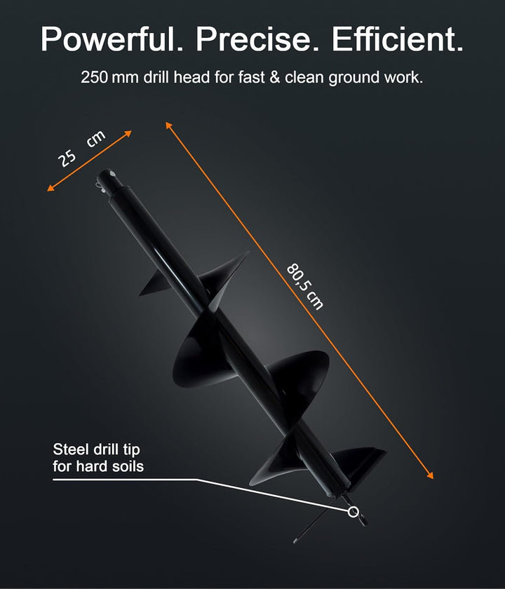 Nemaxx B250 Bohrkopf - Ersatzbohrer für Erdlochbohrer Pfahlbohrer Erdbohrer - Durchmesser: 250mm B25