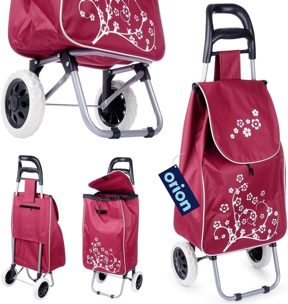 Einkaufstrolley Einkaufsroller Einkaufswagen Einkaufstasche auf Rollen weinrot 30 L 25 kg
