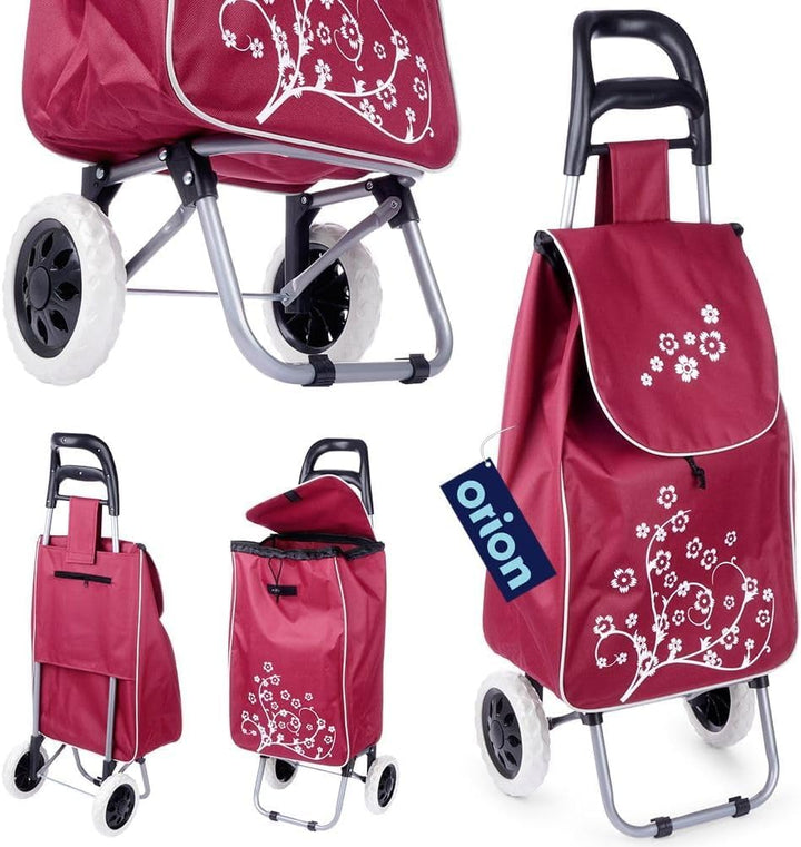 Einkaufstrolley Einkaufsroller Einkaufswagen Einkaufstasche auf Rollen weinrot 30 L 25 kg