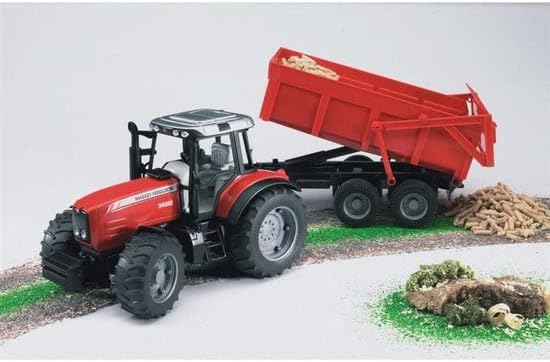 bruder 02045 - Massey Ferguson 7480 mit Wannenkippanhänger - 1:16 Traktor Trecker Schlepper Kippanhä