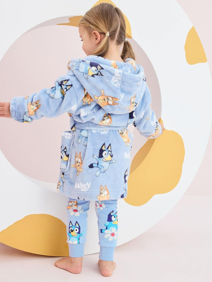 NEXT Mädchen Standard BulletPointzenzierter Morgenmantel aus Fleece, Bluey 80-86 Blau, 80-86 Blau