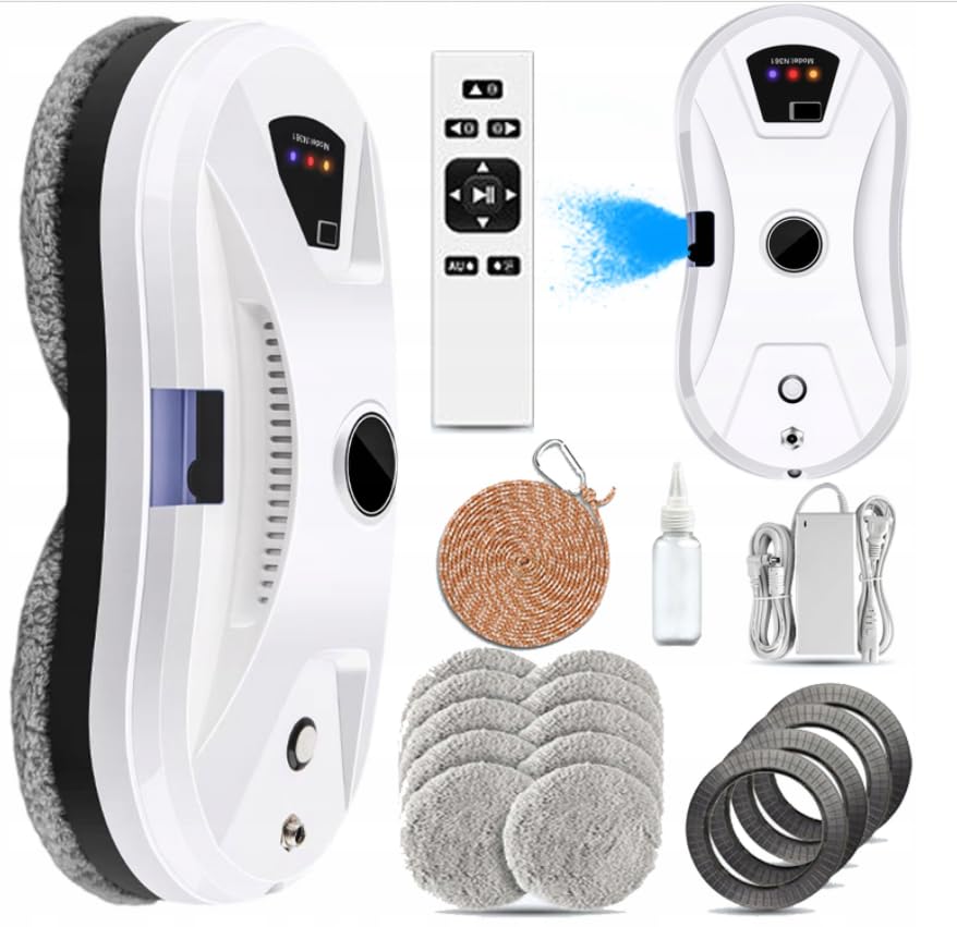 Hooha Fensterputzroboter 5600Pa,Fensterreinigungsroboter Elektrisch Mit 10 Reinigungstuch,3 Reinigun