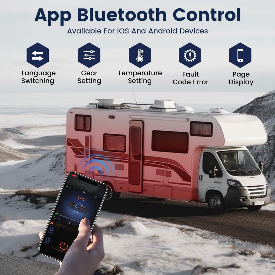 HCALORY 12V/24V Tragbare Diesel-Standheizung, 8KW All-in-One Diesel Luftheizung, Bluetooth APP-Steue
