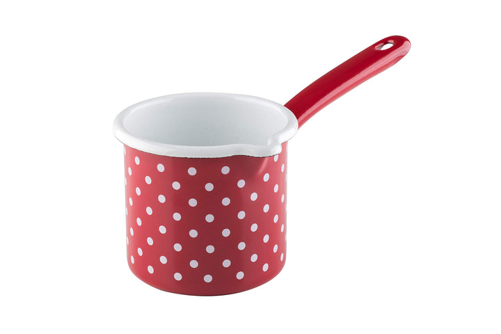 Riess, 0284-077, Schnabeltopf mit Stiel 10 0,75 L, COUNTRY - PÜNKTCHEN ROT, Durchmessser 10 cm, Höhe