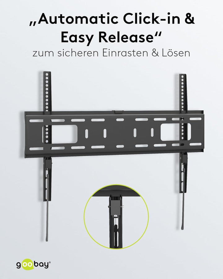 Goobay 49891 TV-Wandhalterung Pro Fixed (L), 37" bis 70" (94 cm – 178 cm), 50 Kg, einfache & sichere