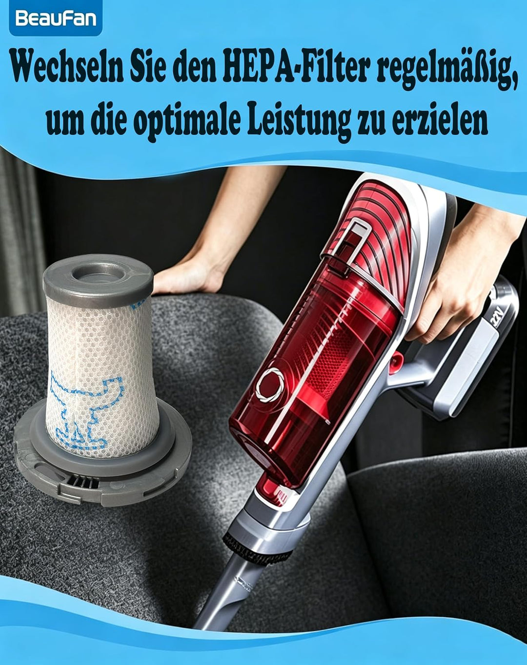 4 Pack ZR009006 Filter Kompatibel mit Rowenta X-Force Flex 8.60 RH96 Serie RH9611 RH9637 RH9638 RH96