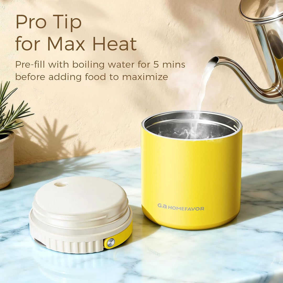 G.a HOMEFAVOR Thermobehälter für Essen 532ml, Edelstahl Warmhaltebehälter mit Löffel, Thermobecher A