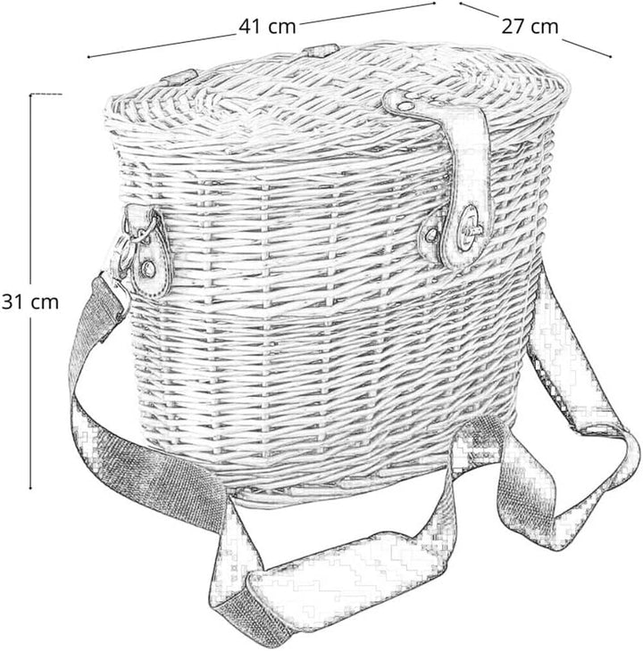 Grosser Pilzkorb mit Schultergurt, 41 x 27 x H 31 cm, oval