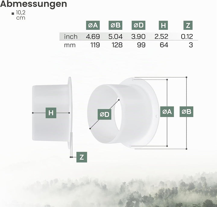 Vent Systems 100 mm 3 Stück Lüftungskanalverbinder Flansch gerade Lüftungsrohr Kunststoff Kanalverbi