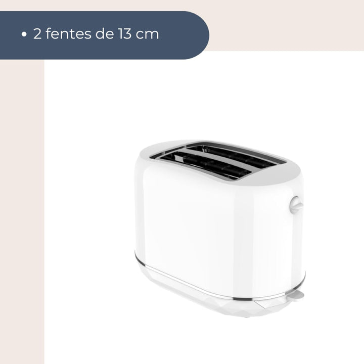 TERRAILLON - DIAMANT WEIss- Toaster – 2 Schlitze 13 cm – 6 Leistungsstufen (870 W) – Aufwärmen – Auf