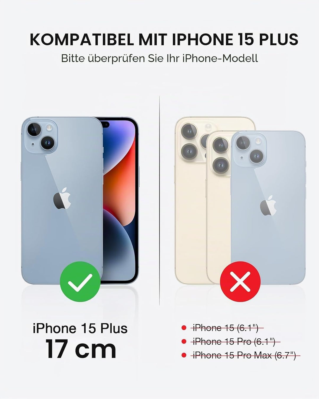 OCASE iPhone 15 Plus Hülle(2in1) Leder Stossfestes Case [Abnehmbare magnetische Hülle] [Kabelloses L