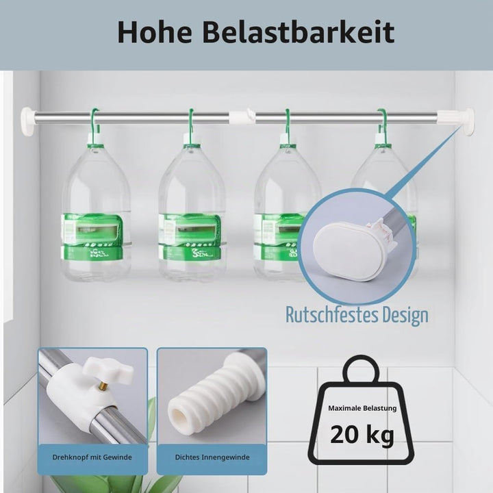 Hershii Gardinenstange ohne Bohren Erweiterbare Fenster Gardinenstange Kleiderbügelstange Ausziehbar