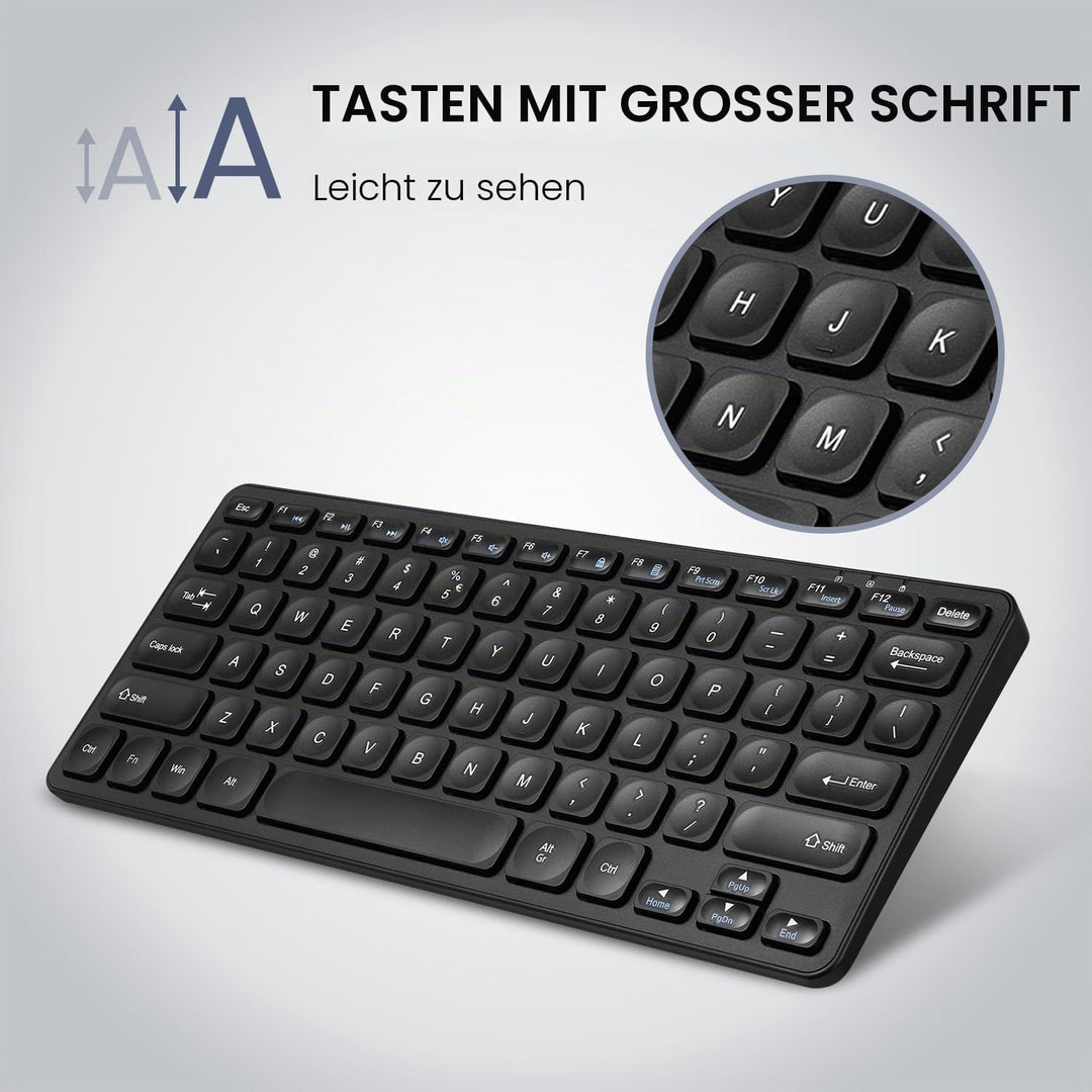 Perixx PERIBOARD-416 Wired Mini USB Keyboard with 4 Hubs - X Type Scissor Keys - Big Print Keys - De