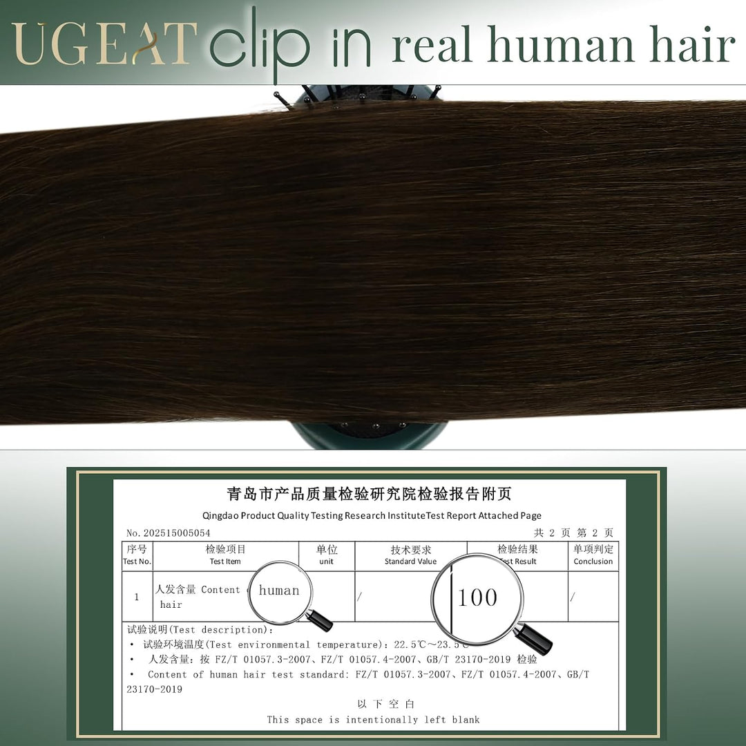 Ugeat Echthaar Clip in Extensions Schokobraun Clip Extensions Echthaar 30cm Clip in Extensions Braun