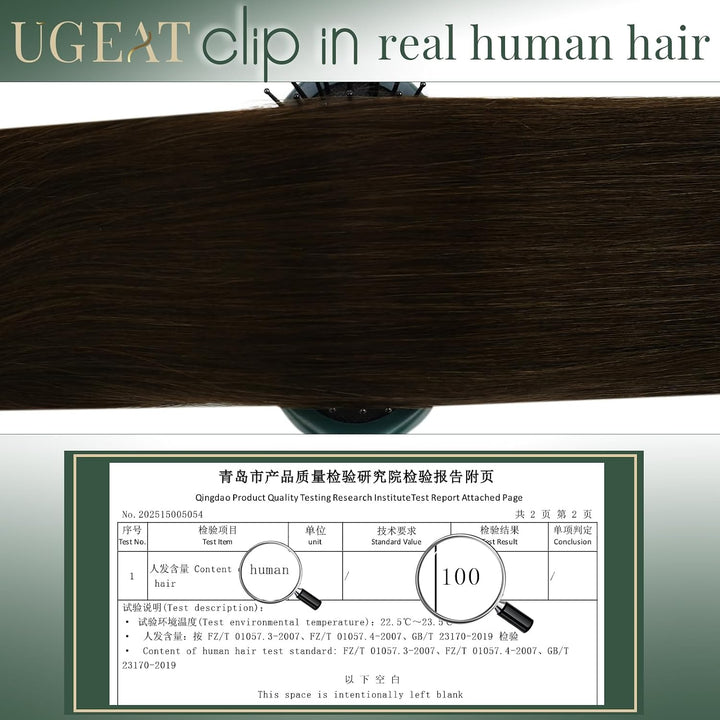 Ugeat Echthaar Clip in Extensions Schokobraun Clip Extensions Echthaar 30cm Clip in Extensions Braun