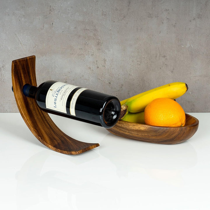 levandeo Weinflaschenhalter Holz Akazie B x T: 28 x 7,5cm Flaschenhalter Weinhalter Geschenkidee Nat
