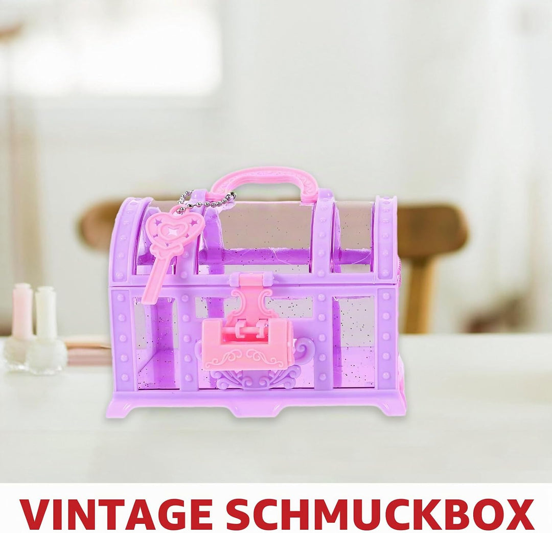 2 Stück Schatzkiste Prinzessinnen-Truhe Spielzeug: Schatz-Schmucktruhe Mädchen Mit Schloss Und Schlü