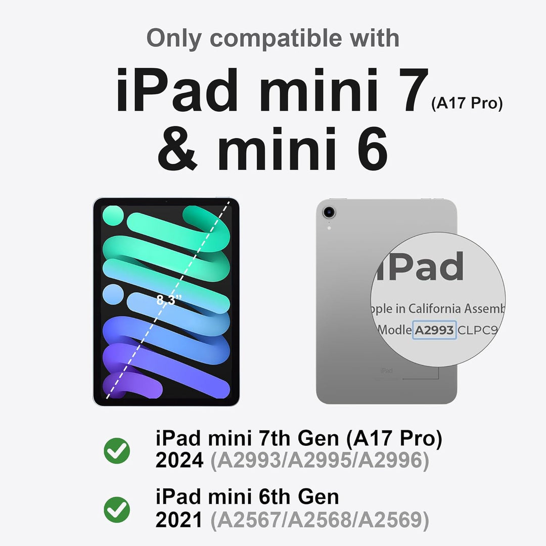 ORDA Tastatur Hülle für iPad mini 6/Mini 7 (A17 Pro), Magnetische Ständer mit Smart Trackpad Hinterg