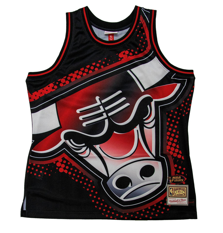 Mitchell & Ness Big Face 7.0 Fashion Clothing (NBA/NFL) M Chicago Bulls Tank, Schwarz, M Chicago Bul