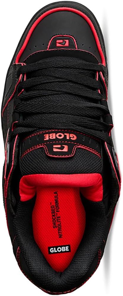 Globe Sabre GBSABR Unisex-Erwachsene Sneaker 39.5 EU Schwarz Rot Mosaik, 39.5 EU Schwarz Rot Mosaik