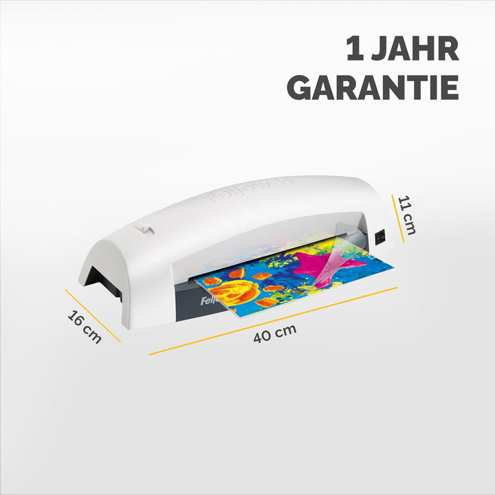 Fellowes A4 Laminiergerät Lunar, für Einsteiger, laminiert 80 bis 125 Mikron Laminierfolien bis A4 F