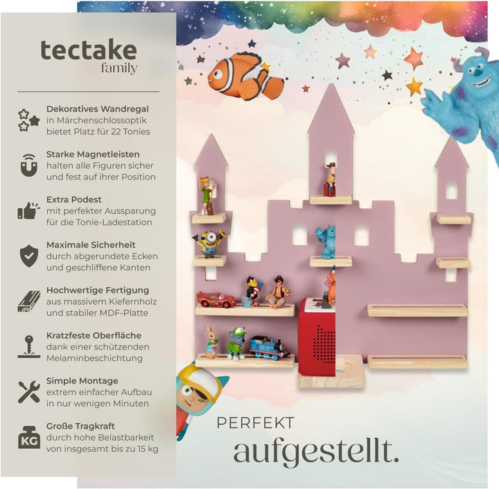 tectake® Holz Regal mit Magnetstreifen für Wand Montage, Tonieregal, Wandregal für's Kinderzimmer, A