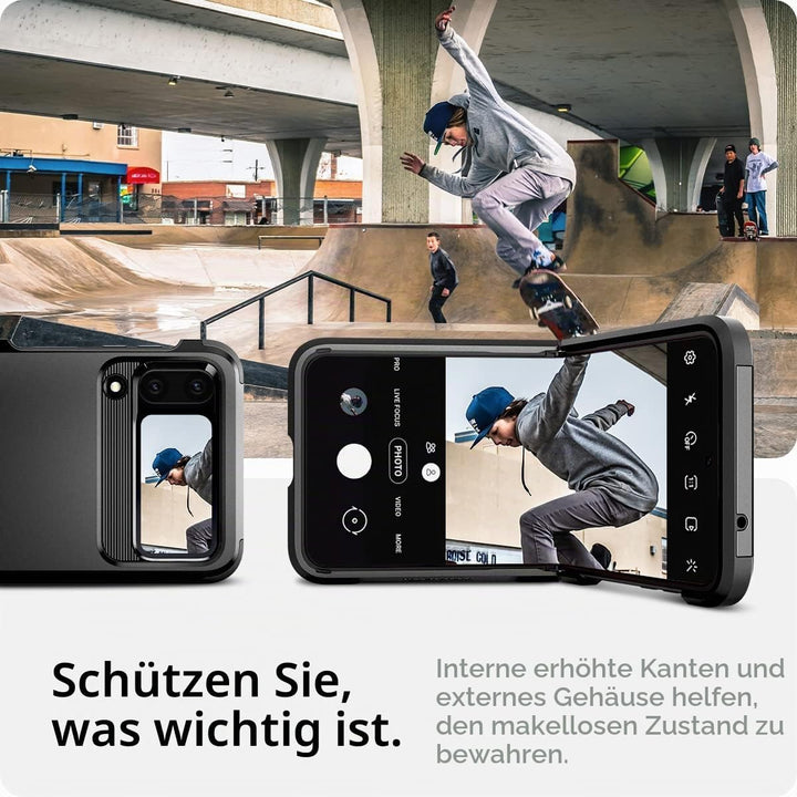 Spigen Tough Armor Hülle Kompatibel mit Samsung Galaxy Z Flip 4 5G -Schwarz