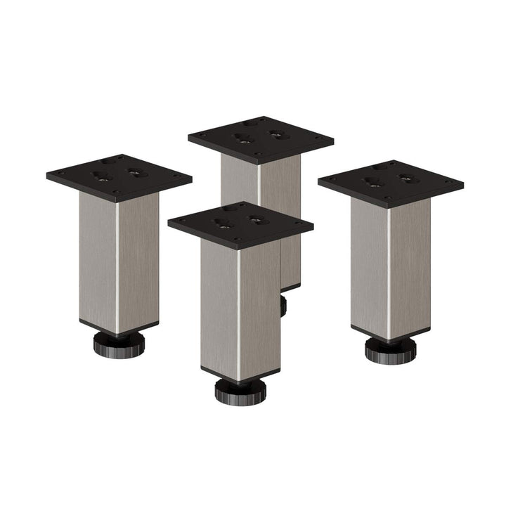 Sossai Exklusiv Möbelfüsse E4MF, höhenverstellbares 4er Set, Höhe: 200 mm, INOX, aus Aluminium 45 x