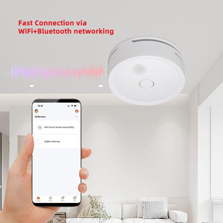 HEIMAN WiFi Smart Rauchmelder, 10 Jahre Fotoelektrischem Sensor，WLAN Feuermelder mit austauschbarer