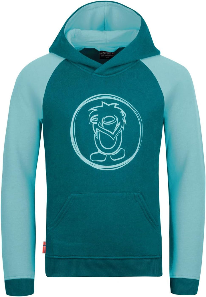 Trollkids Mädchen Stavanger Hoodie Kapuzen Pullover 104 Türkis/Helltürkis, 104 Türkis/Helltürkis