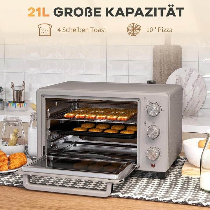 HOMCOM Minibackofen 21L mit 1 Drahtgestell und 1 Backblech 3 Kochmodi 100 °C-230 °C einstellbare Tem