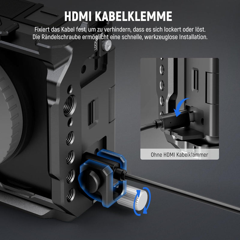 NEEWER ZV-E1 Kamera Käfig Set mit Arri Top Handle, HDMI Kabelklemmen, NATO Schiene, Arca Typ Basis,