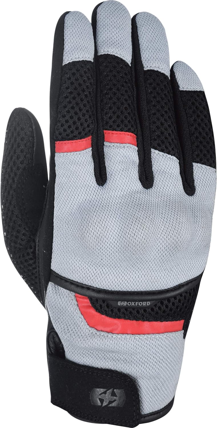 Oxford Motorradhandschuhe kurz Motorrad Handschuh Brisbane Air Sommer Handschuh grau/schwarz/rot 3XL