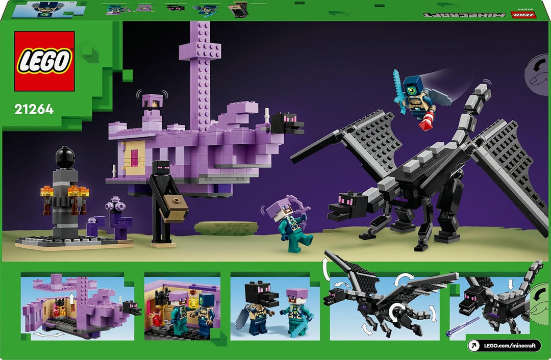 LEGO Minecraft Der Enderdrache und das Endschiff, Action-Spielzeug und Entdeckerset, Bauset zum Vide