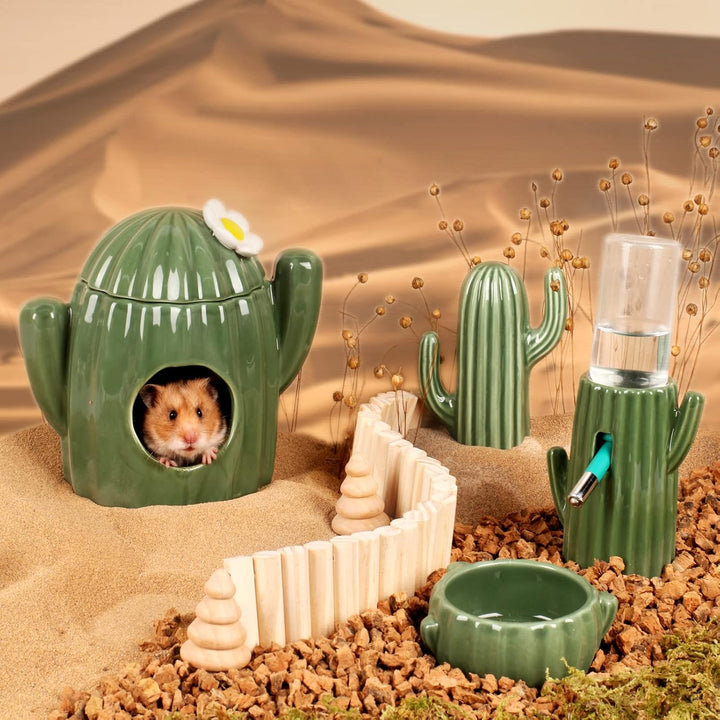 BUCATSTATE Keramikhaus für Hamster, Kaubares Versteck Tunnel in Kaktusform Grossen Eingängen, Kühles