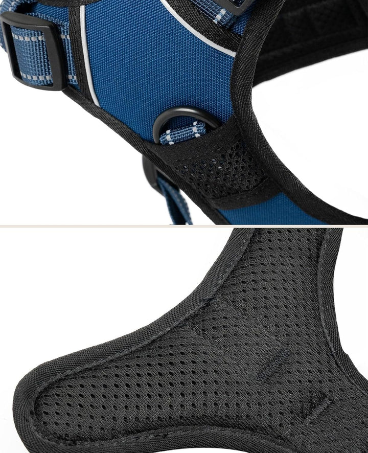 lionto Hundegeschirr gepolstert aus weichem Nylon, Grösse L, reflektierendes Anti Zug Geschirr für H
