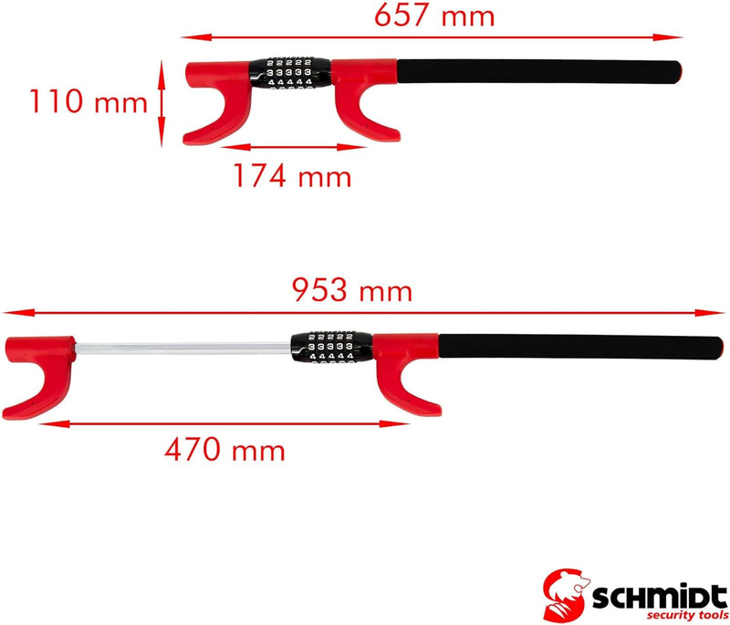 SCHMIDT security tools Lenkradschloss LS-1000 PKW LKW KFZ Auto Diebstahlsicherung Lenkradsperre Lenk