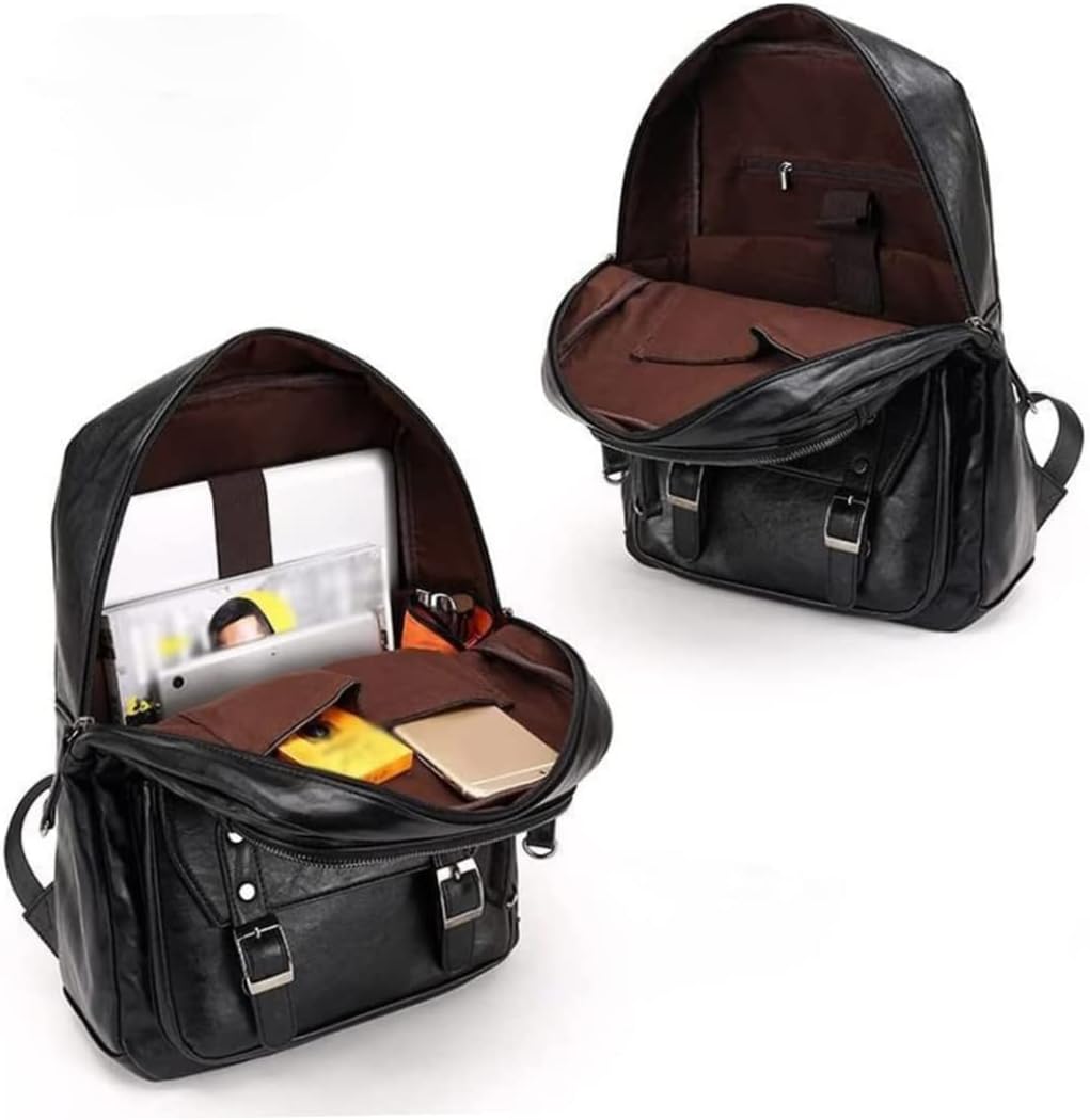 Liummrcy Retro echter PU Rucksack, Mann lässig echte PU Daypack, männliche Business School Büro Frei