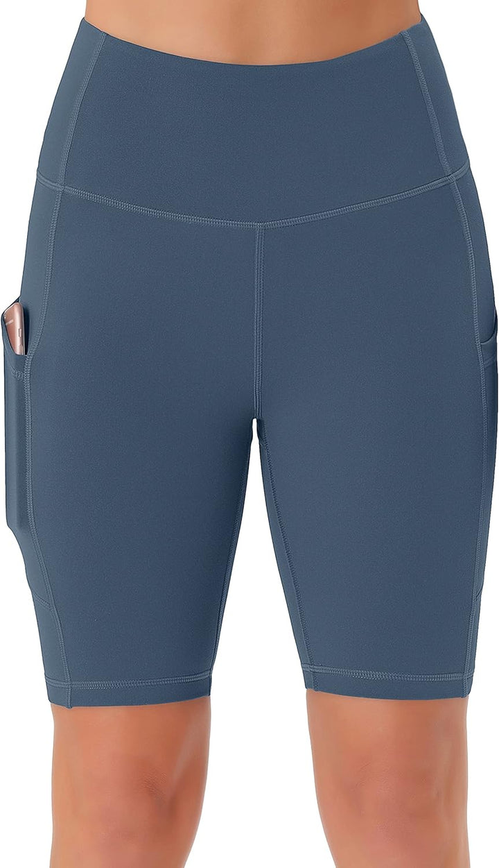 Persit Damen Kurze Leggings, Blickdicht Radlerhose mit Taschen XXL Schotenblau, XXL Schotenblau