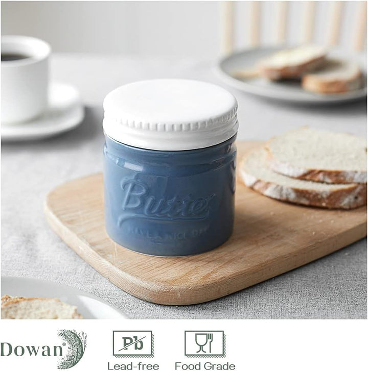 DOWAN Keramik Butterdose, Französische Butterdose mit Wasserkühlung, Butterglocke mit Deckel, Butter