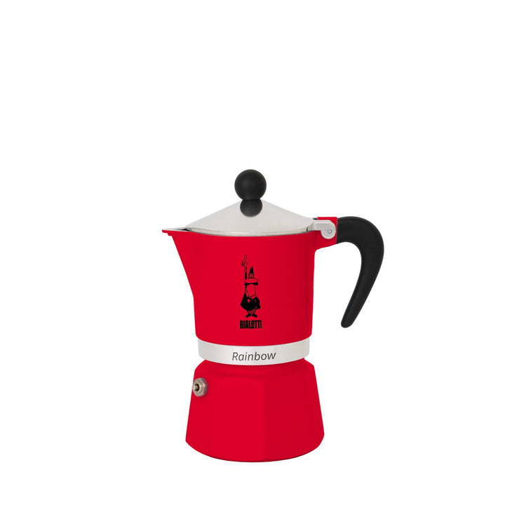Bialetti 4962 Rainbow Caffettiera Colorata, Alluminio, Rossa, 3 Tassen, Rot Rot 3 Tassen, Rot 3 Tass