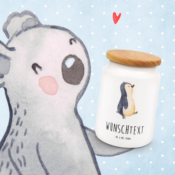 Mr. & Mrs. Panda Personalisierbare Keksdose Pinguin marschieren - Personalisierte Geschenke, Unausge