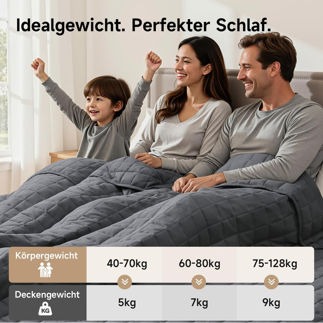 KANKAEU Gewichtsdecke 150x200cm 7kg - Weighted Blanket mit Glasperlen - Anti-Stress Decke gegen Schl