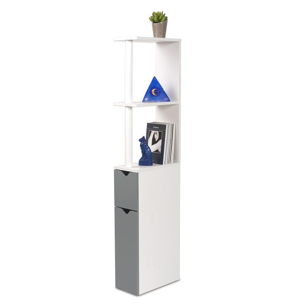 FACILITYS WC-Schrank in Holzoptik mit 2 grauen Türen