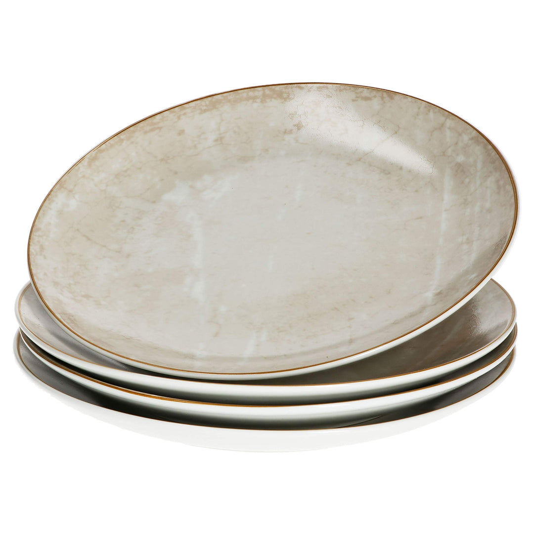 Van Well Loft 4er Frühstücks-/Dessert-/Kuchenteller-Set Industrial-Style I Ø 20,5 cm I Beigefarbener