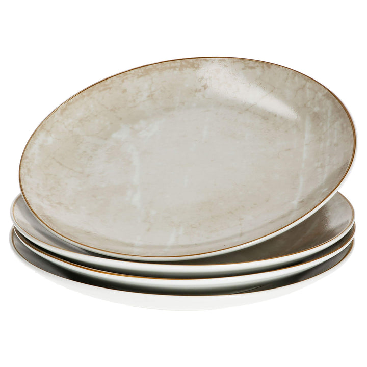 Van Well Loft 4er Frühstücks-/Dessert-/Kuchenteller-Set Industrial-Style I Ø 20,5 cm I Beigefarbener